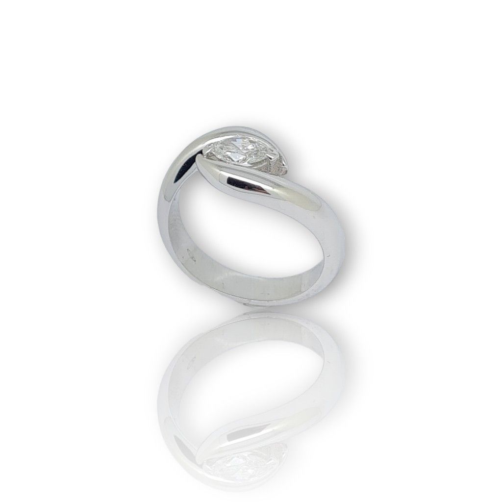 White gold single stone ring k18 with diamond (code P2505)