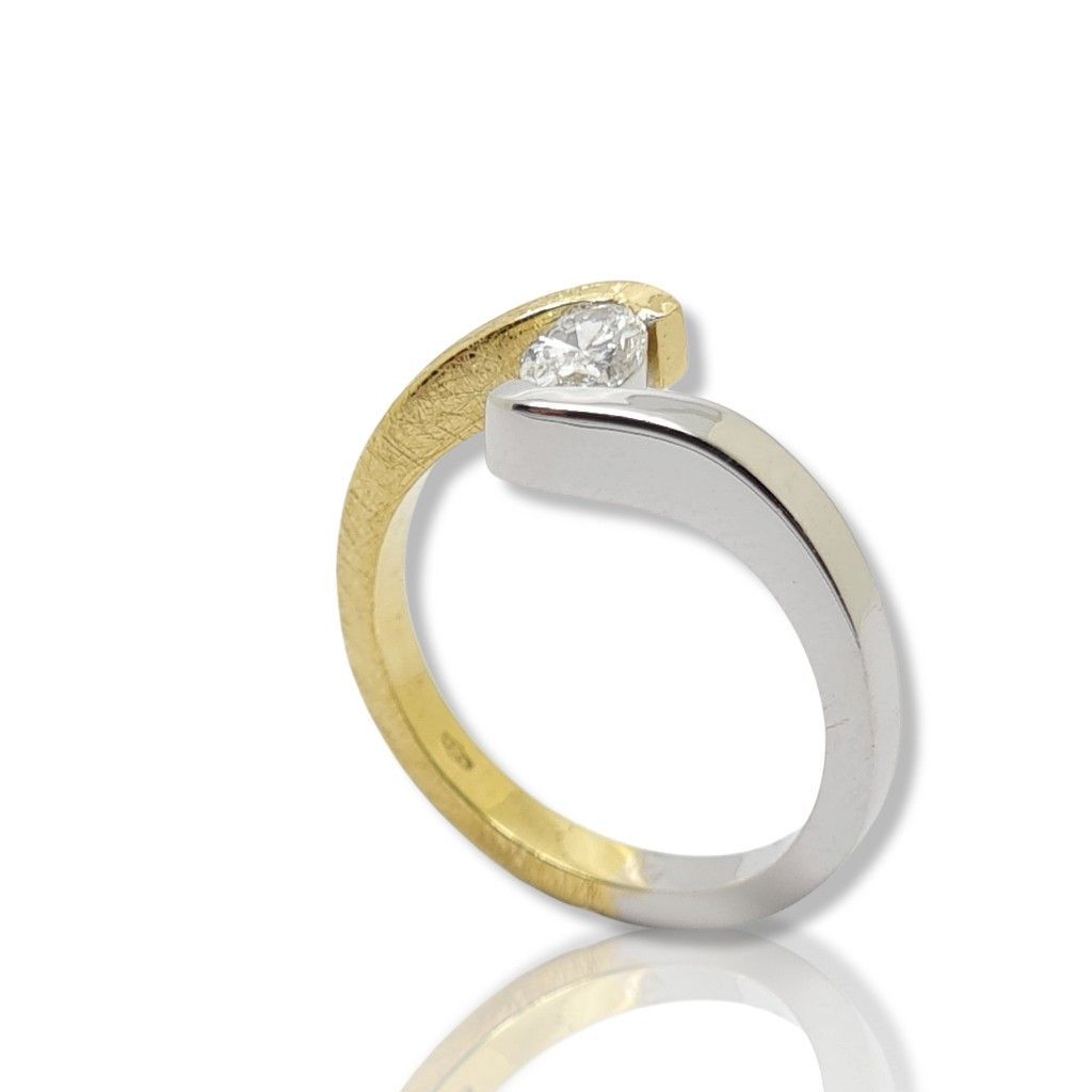 Gold and white gold single stone ring k18 with diamond (code P2249)