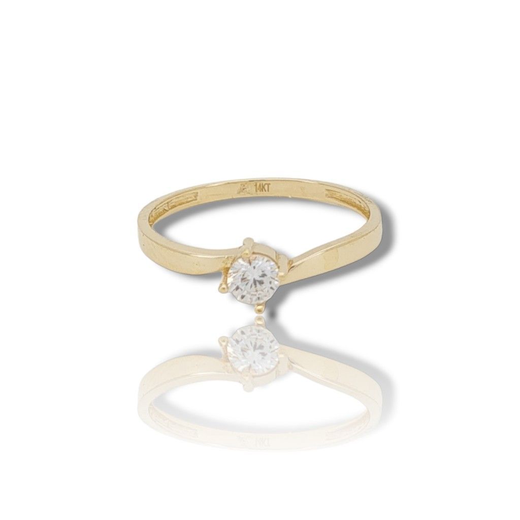 Single stone k14 gold ring with zirkon (code S213709)
