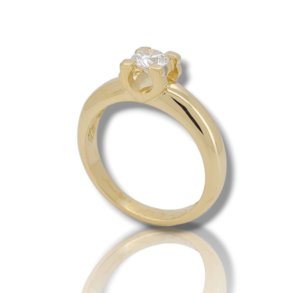 Yellow gold k18 ring with diamond (code P2657)