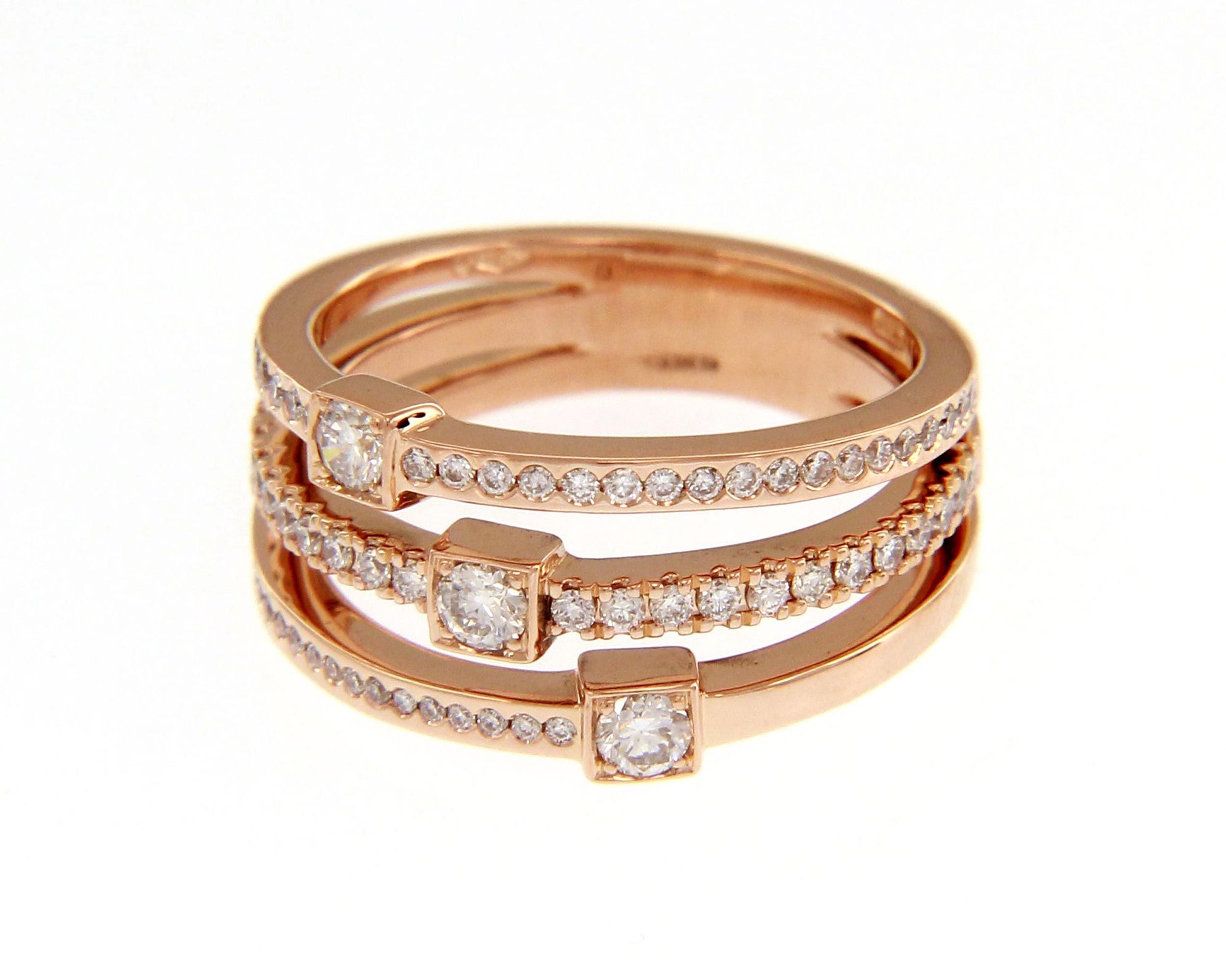 Rose gold ring k18 with diamonds (S231396)