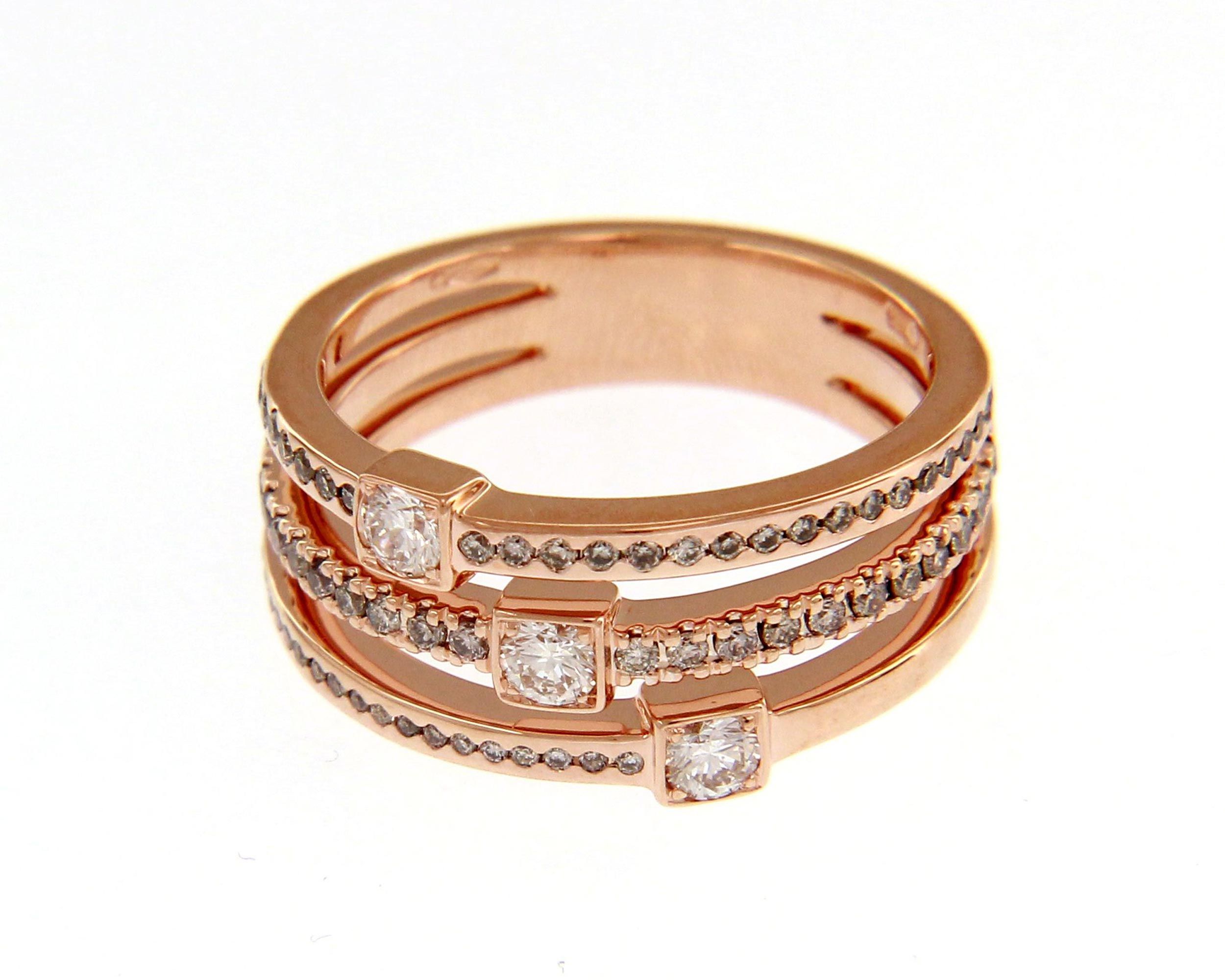 Rose gold ring k18 with diamonds (S231397)