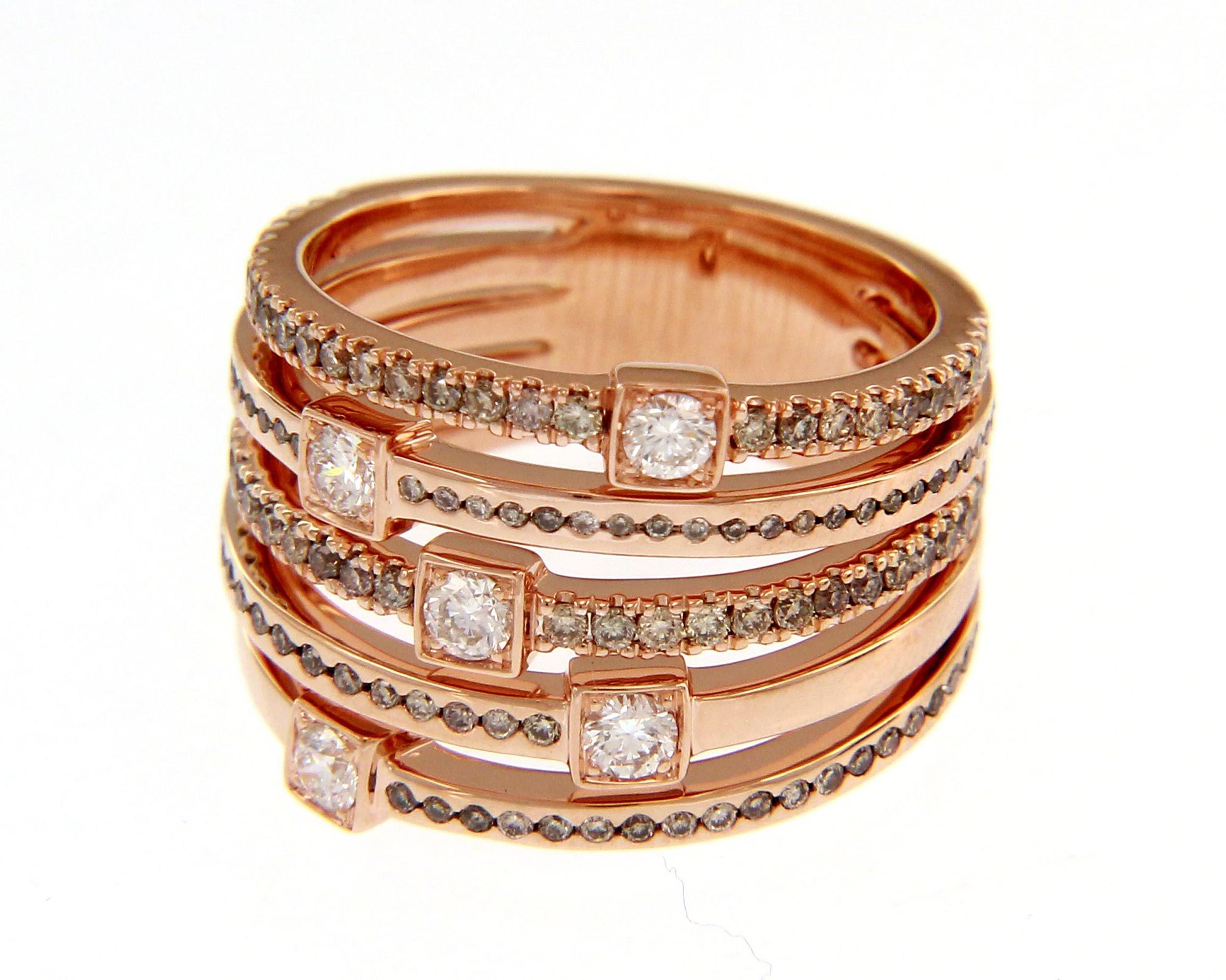Rose gold ring k18 with diamonds (S231398)