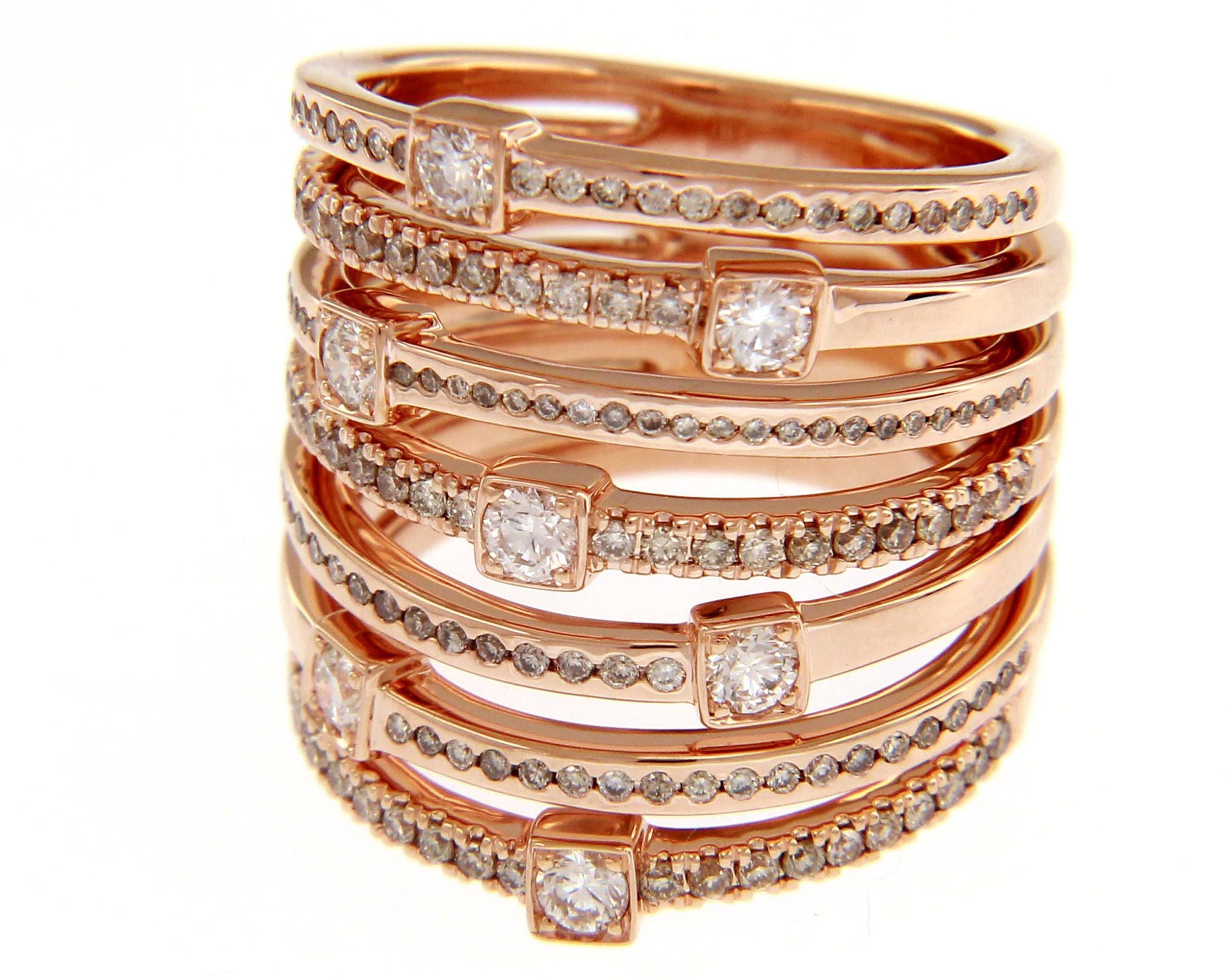 Rose gold ring k18 with diamonds (S231399)