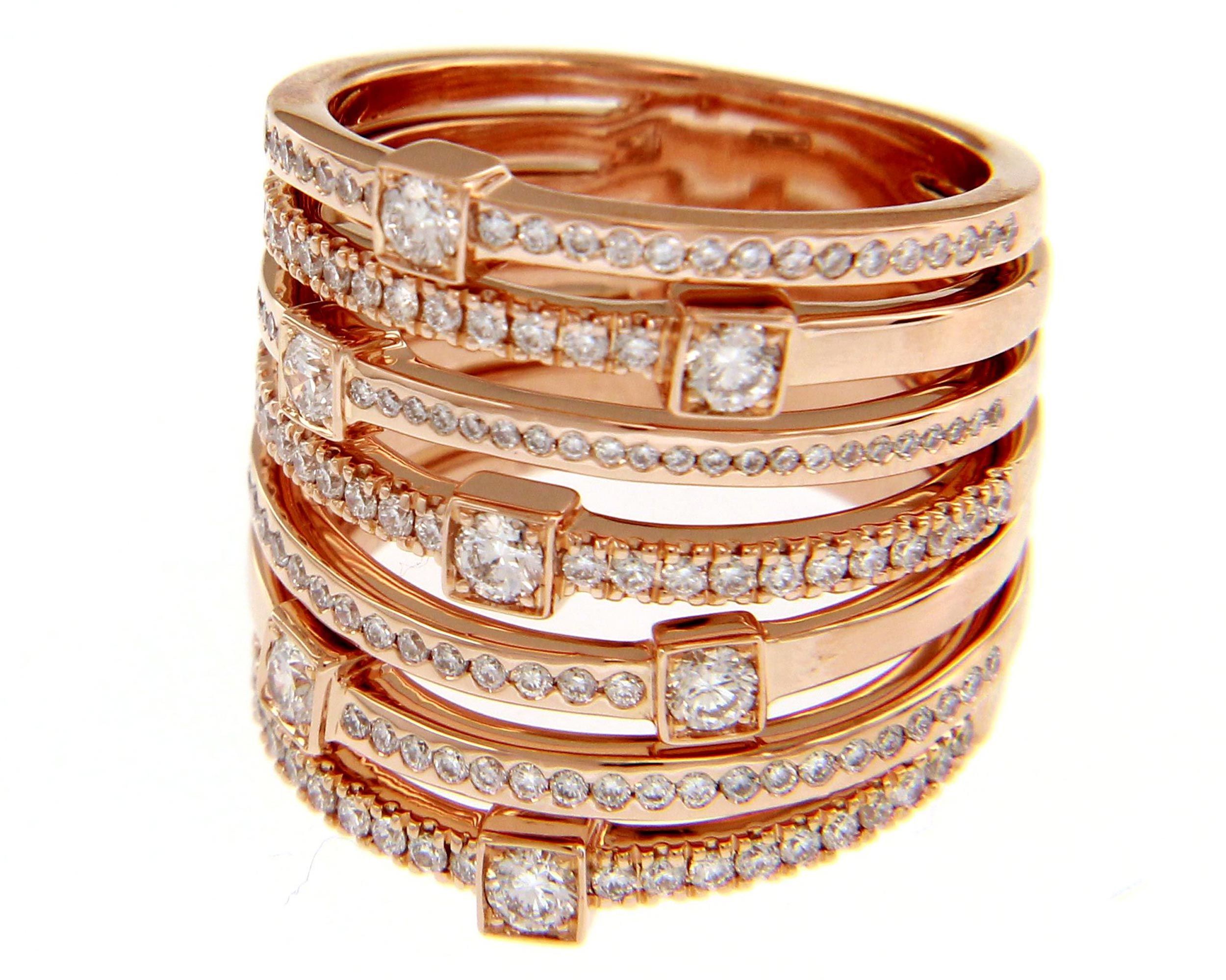 Rose gold ring k18 with diamonds (S231400)