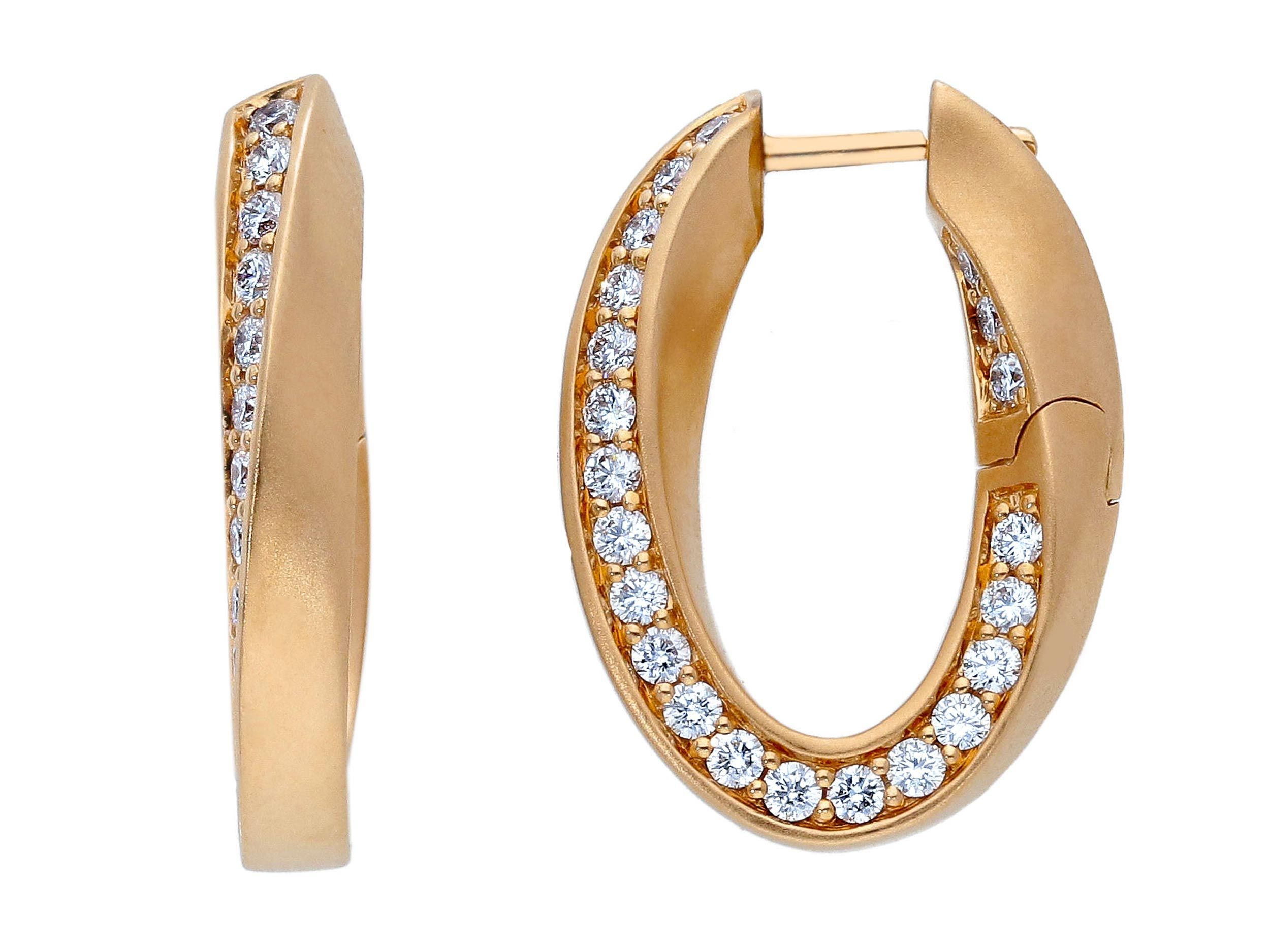 Rose gold hoop earrings 18k with diamonds (code S246906)