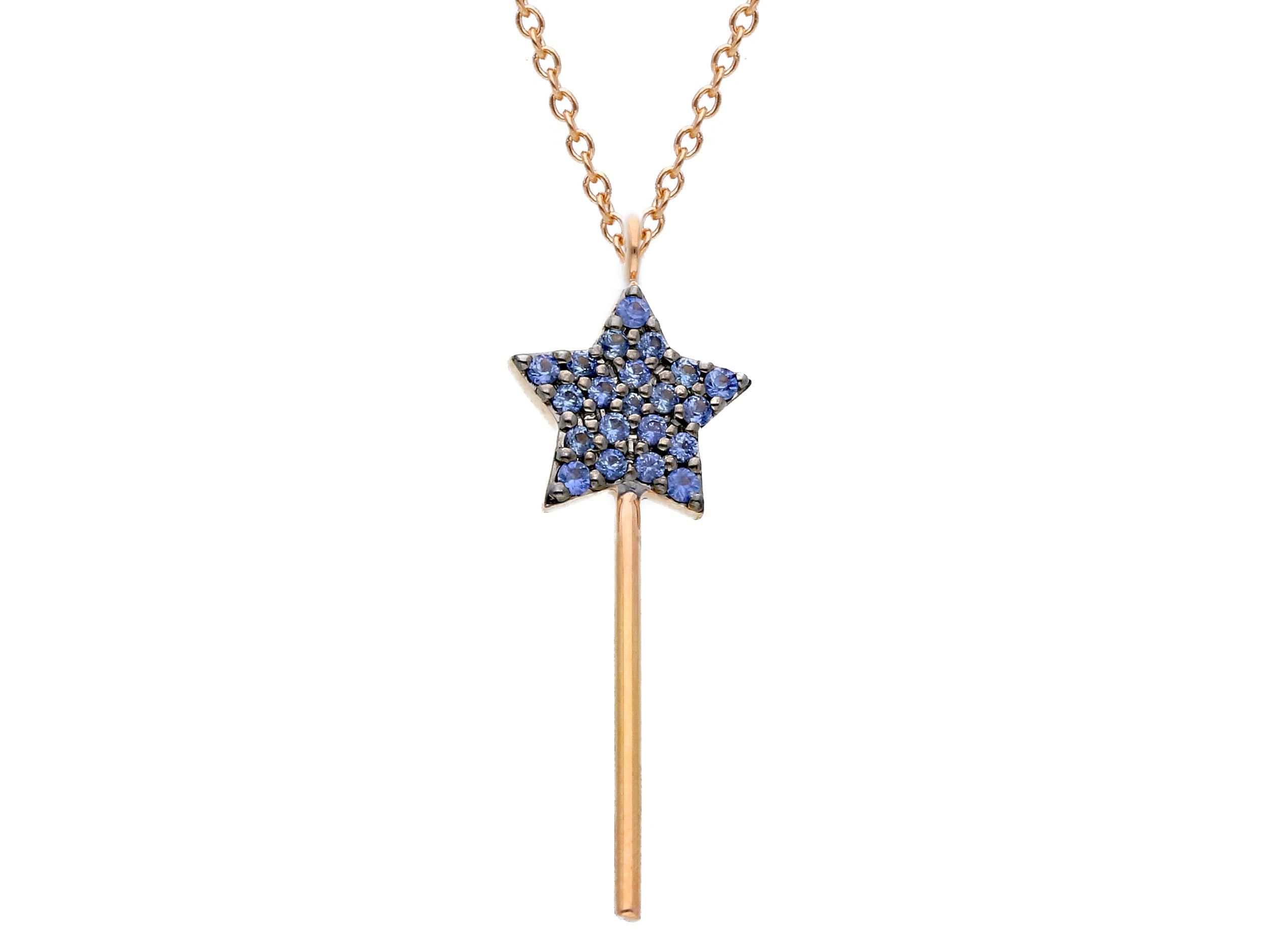 Rose gold necklace k18 with sapphires (code S268528BR)