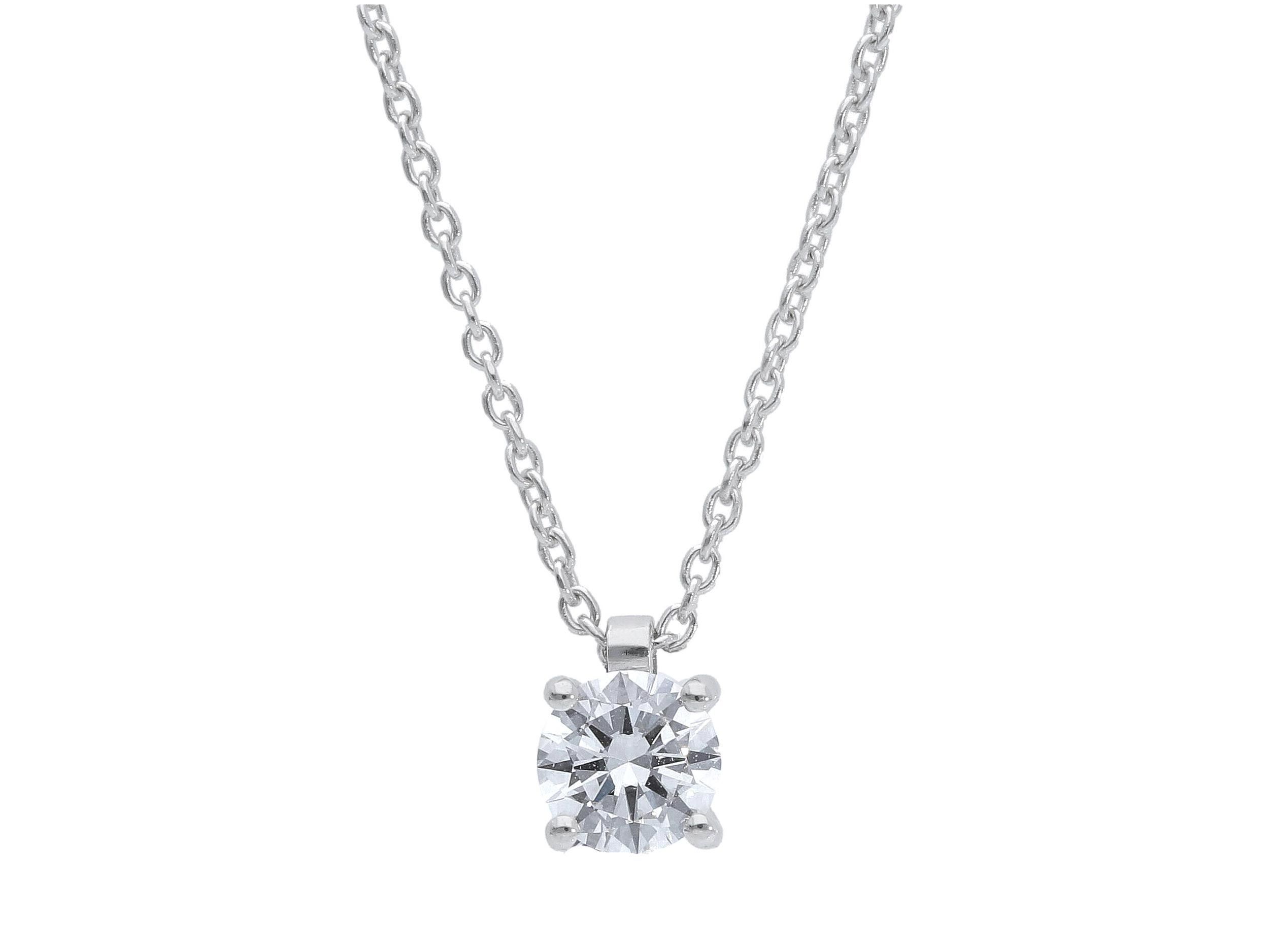 White gold single stone necklace k18 with diamond (code S-BBC02)