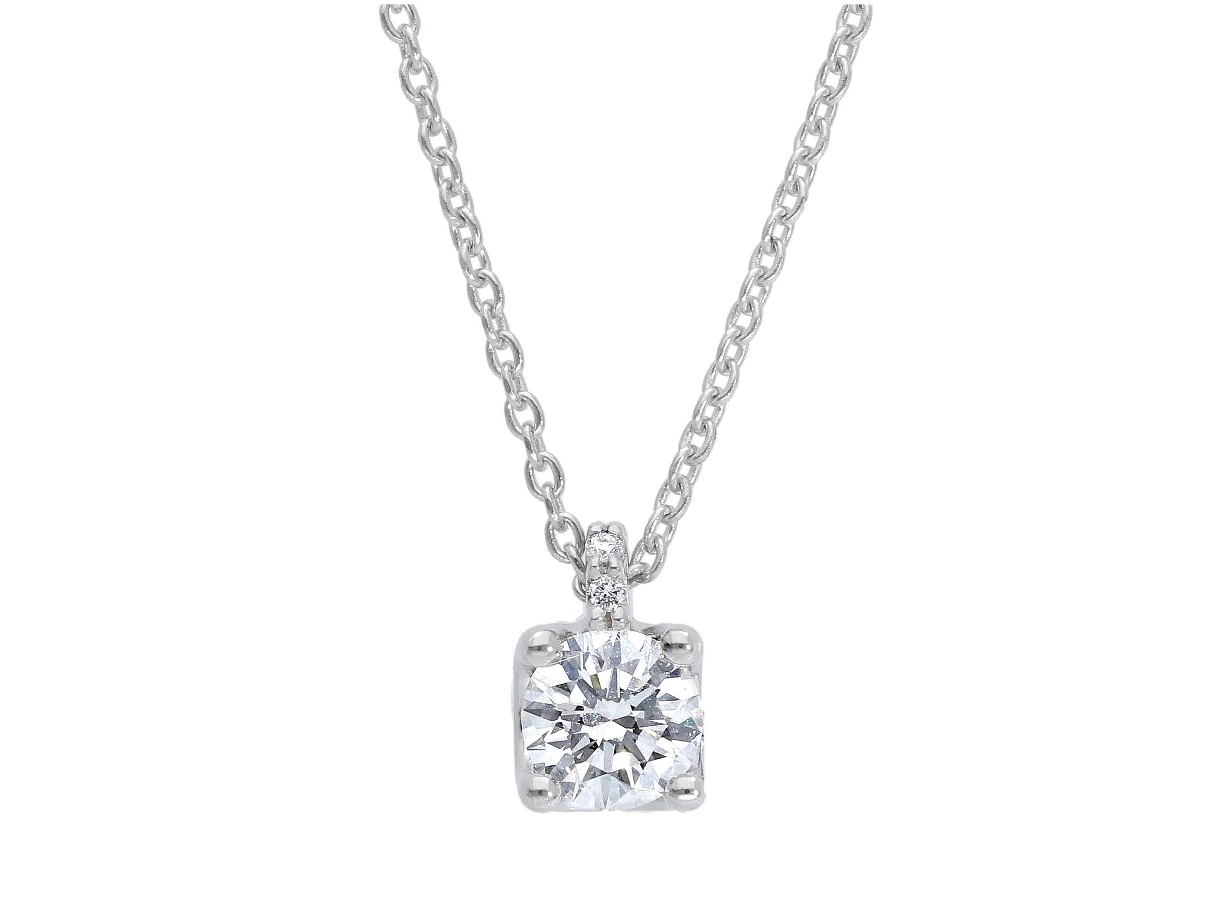 White gold single stone necklace k18 with diamond (code S-BBC05)