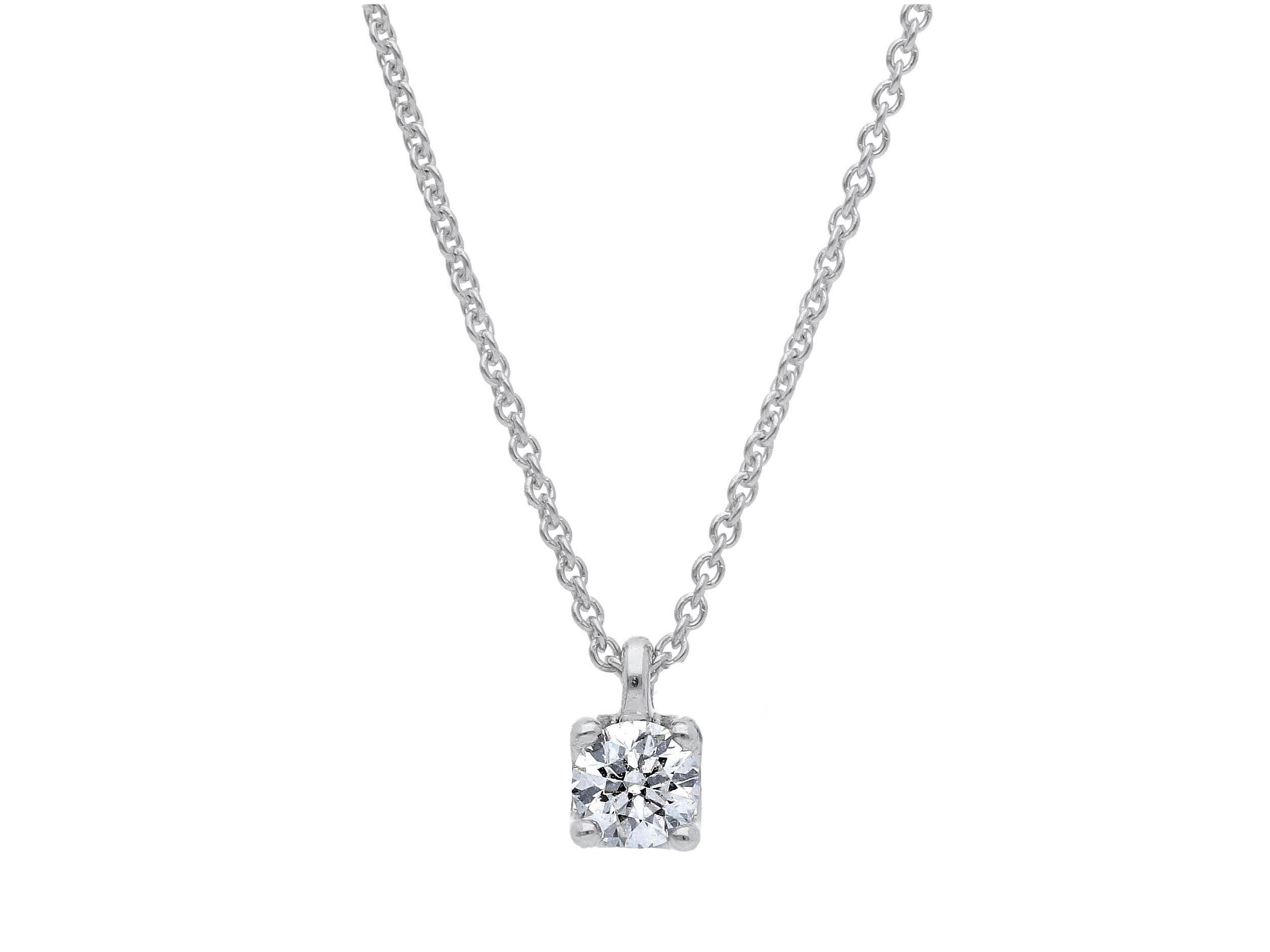 White gold single stone necklace k18 with diamond (code S-BBC07)