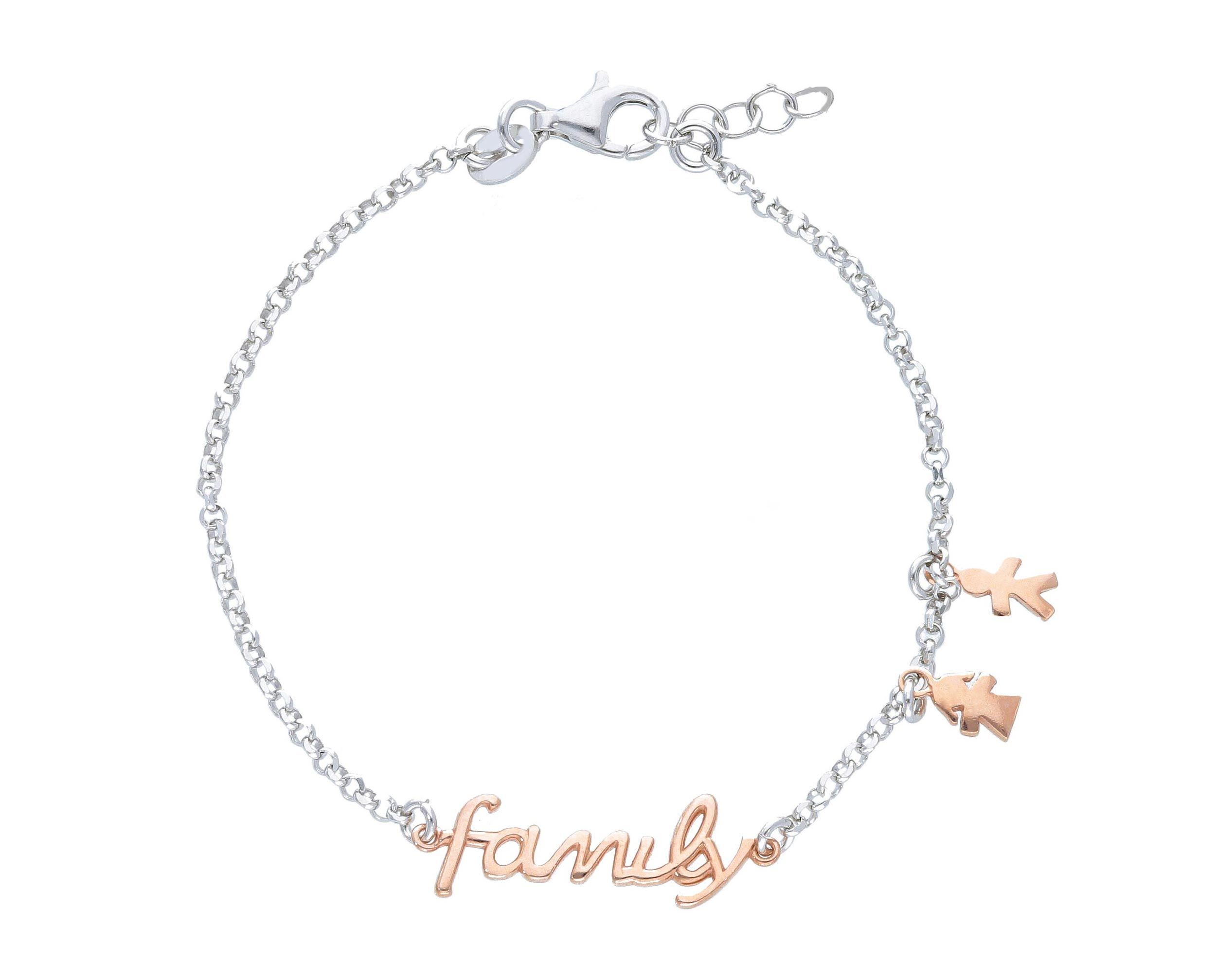  Platinum plated silver 925° bracelet with rose gold plated details (code S241518)