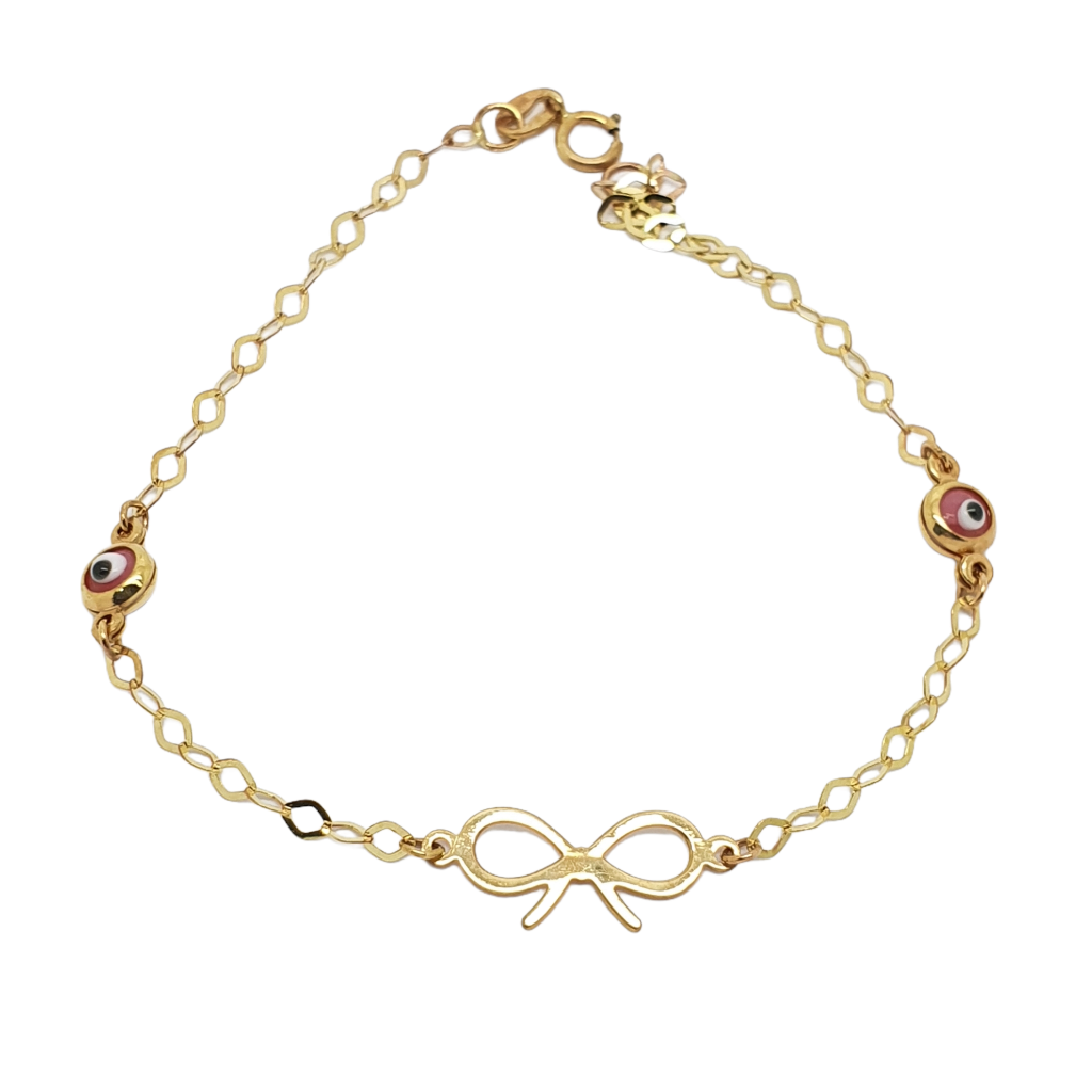 Golden bracelet k9 with evil eyes (code AL 2055)