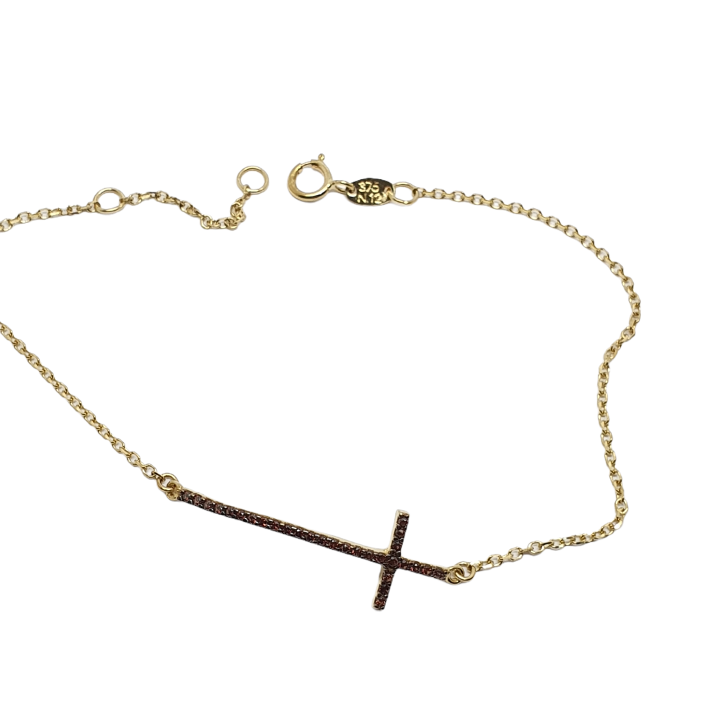 Golden bracelet k9 with a cross (code AL2098)