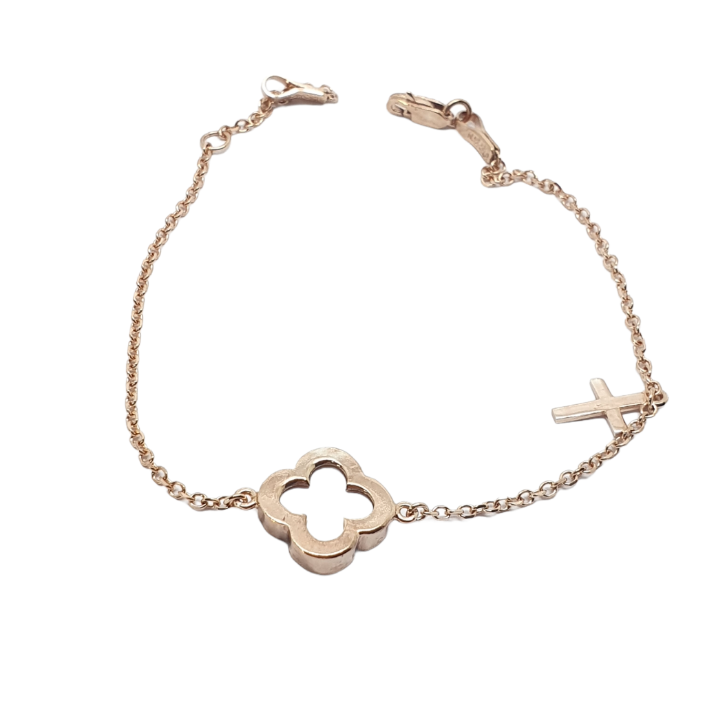Rose gold bracelet k9 with a cross (code AL2173)