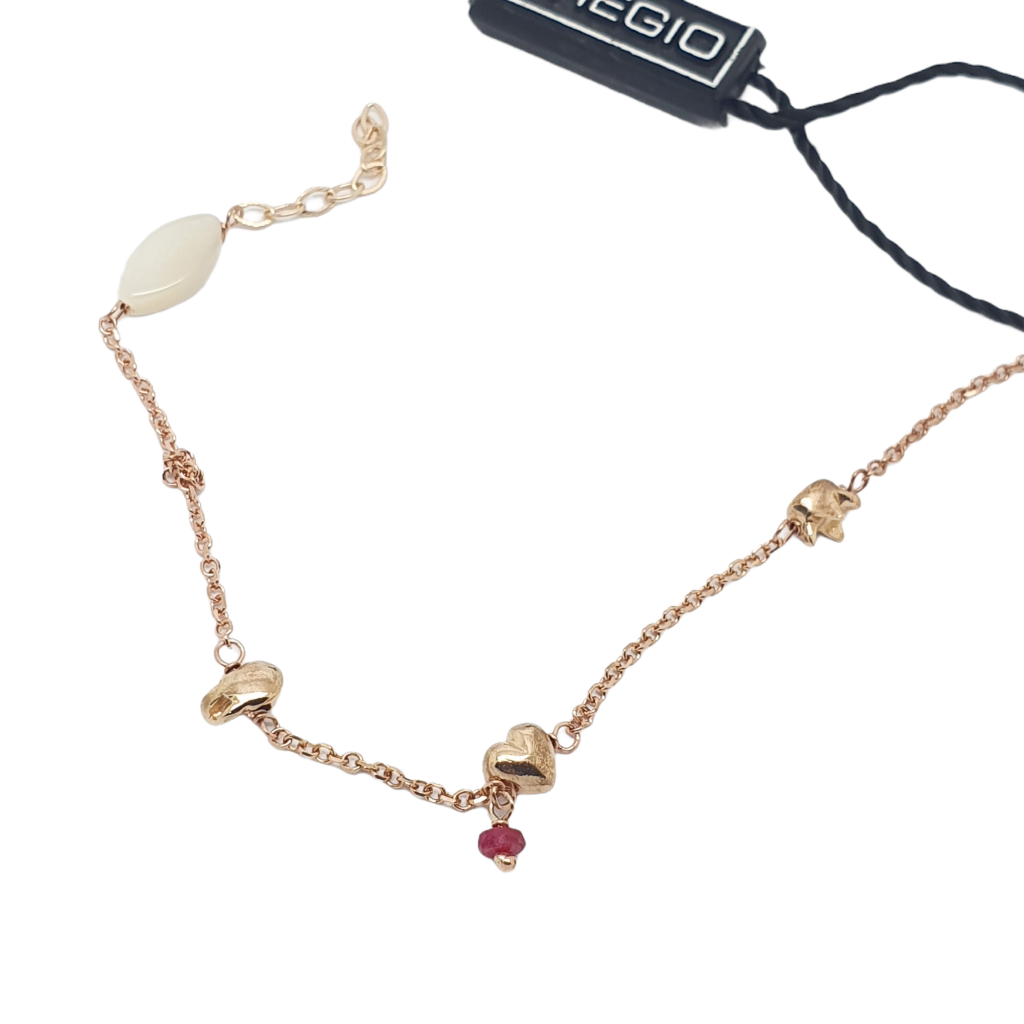 Rose gold bracelet k9 with a skull & a heart (code AL2166)