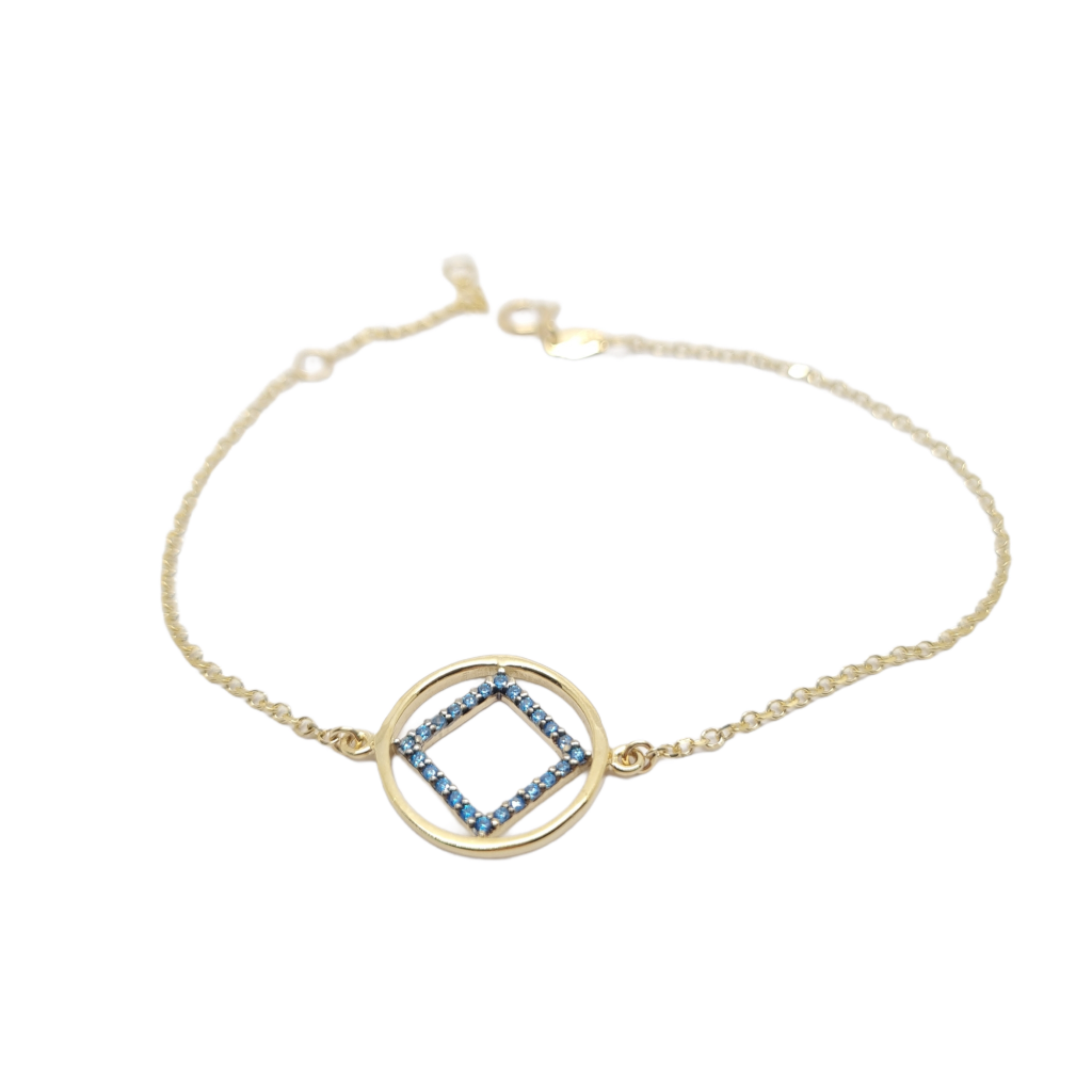 Golden bracelet k9 with turquoise zircon (code AL2227)
