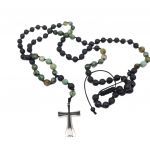 Rosary necklace with turquoise, black onyx and steel cross (code KT2309)