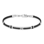 Βραχιόλι από ανοξείδωτο ατσάλι και φυσικό μαύρο διαμάντι 0,025 καράτια HO052-2B