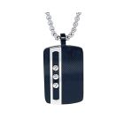 Κολιέ με μενταγιόν πλάκα με ραβδωτό φινίρισμα σε μαύρο PVD HO130-ME