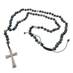 Ροζάριο με  Αιματόπετρα (Bloodstone)  και ατσάλινο σταυρό (code KT002277)