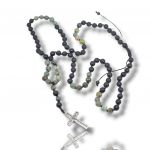 Rosary necklace with turquoise, black onyx and steel cross (code KT2557)