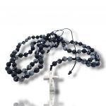 Rosary necklace with snowflake obsisian and steel cross (code KT2630)