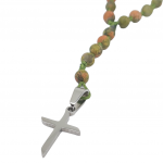 Rosary necklace with unakite and steel cross (code KT2280)