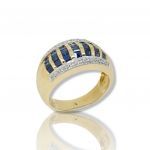 Gold ring k18 with diamonds and sapphire (M2398)