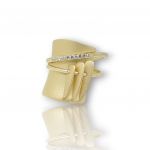 Yellow gold k14 ring with white zircons (code M2512)