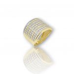 Yellow gold k14 ring with white zircons (code M2513)