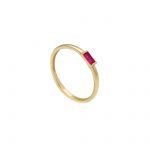 Yellow gold ring k14 with synthetic ruby (code S269279)