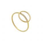 Yellow gold ring k9 with  white zircons (code S279988)