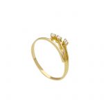 Yellow gold ring k14 with 3 white zircons (code S280955)