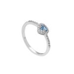 Λευκόχρυσο Δαχτυλίδι Ροζέτα με Συνθετικό Blue Topaz 9Κ (code S286806)