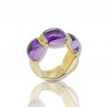 Gold ring k18 with amethyst and diamond (code M2399)