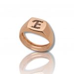 Chevalier ring in rose gold k14 with black diamonds (code P2391)