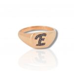 Chevalier ring in rose gold k14 with black diamonds (code P2862)