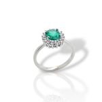 9K White Gold Cluster Ring with Synthetic Emerald (code SM189740)