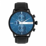 Black OOZOO watch with black leather bracelet - C11510