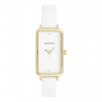 Gold coloured OOZOO watch with white leather strap - C11530