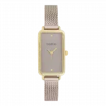 Gold coloured OOZOO watch with taupe metal mesh bracelet - C11534