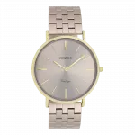 Gold coloured OOZOO watch with taupe stainless steel bracelet - C20404