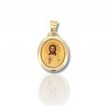 Medaglione Costantinato in Oro 14K con Immagine di Cristo (Μ2953)