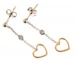 White gold earrings 14k with rose gold hearts  (code S239277)