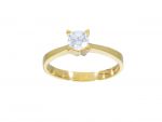 Single stone gold ring k14 with zirgon stone tied on four stripe flat module (code S244501)