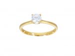 Single stone gold ring k14 with zirgon stone and round edges (code S244503)