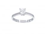 Single stone white gold ring k14 with zirgon stone flat module (code S244513)