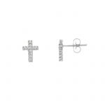 Whitegold earrings Cross 14k with white  zircon (code S210361)