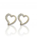 Golden  heart earings 14k with zircon (code N2489)