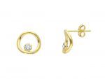 Yellow gold earrings k9 with zircon (code S250584 )